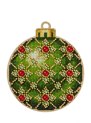 Bead Embroidery Kit On Wood, Christmas decoration, Wonderland Crafts FLW-007