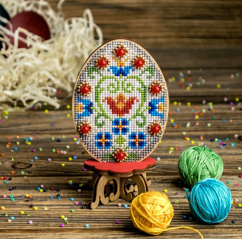 Bead Embroidery Kit On Wood, Easter decoration, Wonderland Crafts FLW-036