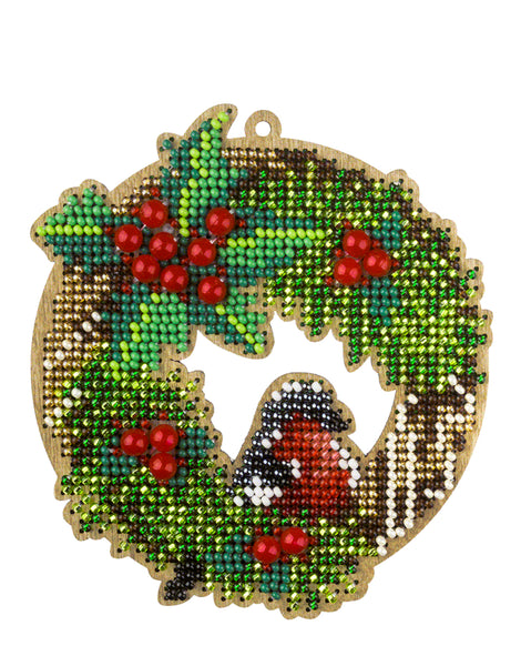 Bead Embroidery Kit On Wood, Christmas decoration, Wonderland Crafts FLK-440