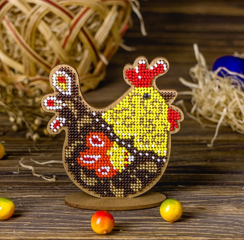 Bead Embroidery Kit On Wood, Easter decoration, Wonderland Crafts FLK-334