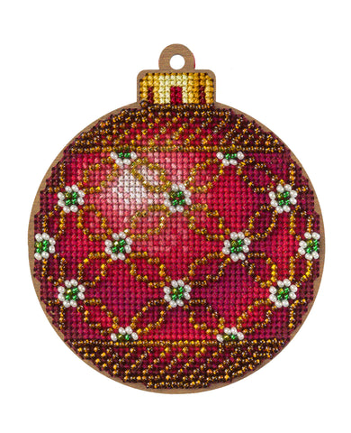 Bead Embroidery Kit On Wood, Christmas decoration, Wonderland Crafts FLW-021