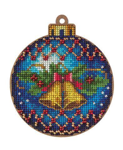 Bead Embroidery Kit On Wood, Christmas decoration, Wonderland Crafts FLW-020