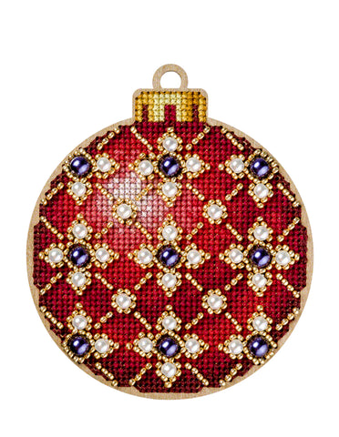 Bead Embroidery Kit On Wood, Christmas decoration, Wonderland Crafts FLW-009
