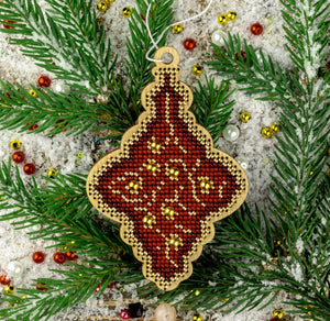 Bead Embroidery Kit On Wood, Christmas decoration, Wonderland Crafts FLK-446