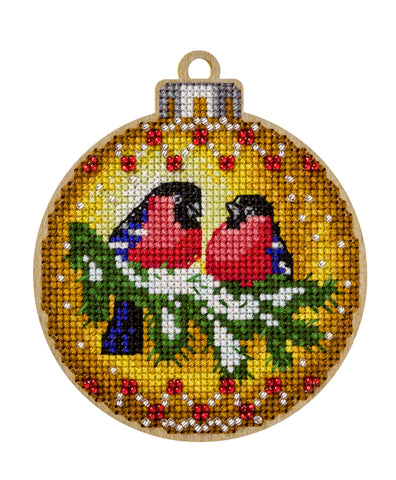 Bead Embroidery Kit On Wood, Christmas decoration, Wonderland Crafts FLW-001