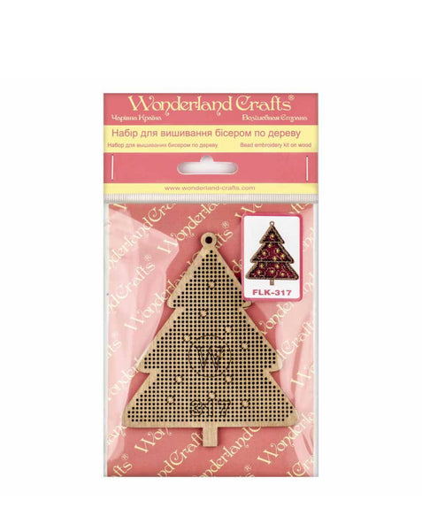 Bead Embroidery Kit On Wood, Christmas decoration, Wonderland Crafts FLK-317