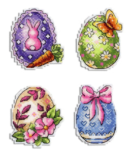 Easter Eggs.  Magnets  Cross stitch kit on plastic canvas. MP Studio P-589