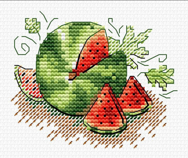 Sugary Watermelon. Mini Cross stitch kit. MP Studio M-734