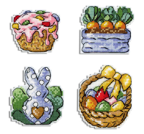 Easter Eggs 4.  Magnets  Cross stitch kit on plastic canvas. MP Studio P-499