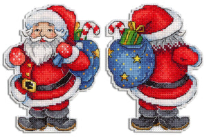 Christmas Decorations: Funny Santa 2D  Cross stitch kit on plastic with beads. MP Studio P-584