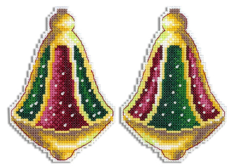 Christmas Decorations: Bell 2D  Cross stitch kit on plastic with beads. MP Studio P-864