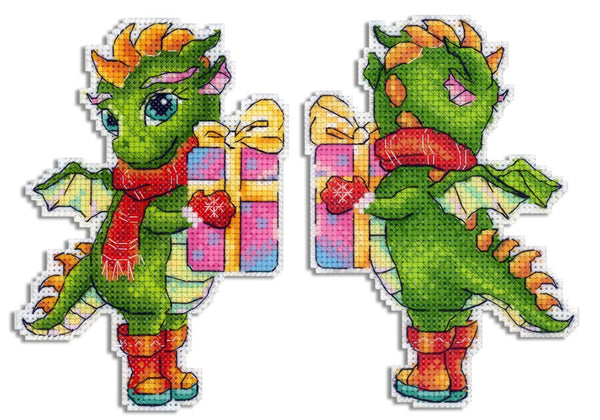 Dragon 2D Cross stitch kit on plastic canvas. MP Studio P-908