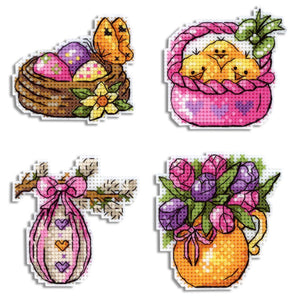 Easter Eggs 3.  Magnets  Cross stitch kit on plastic canvas. MP Studio P-572