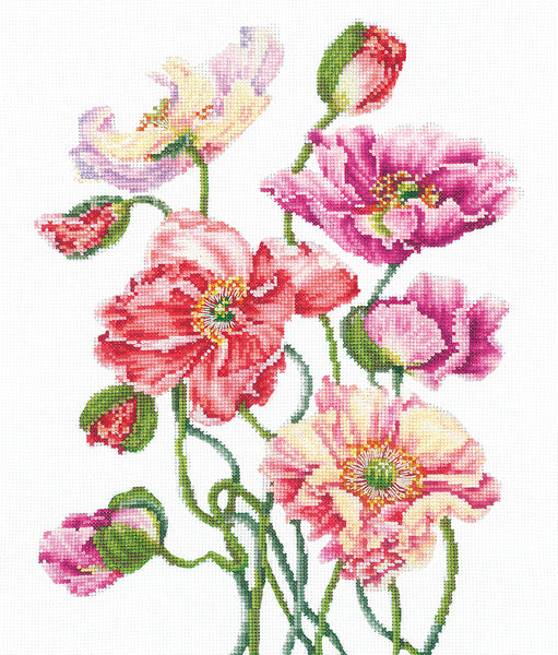 Wild Poppies.  Counted Cross stitch kit. Adrianna D-28