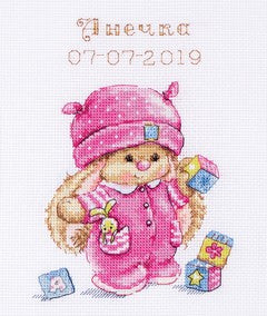 Rabbit-toy: Baby girl.  Cross Stitch kit. Alisa O-188