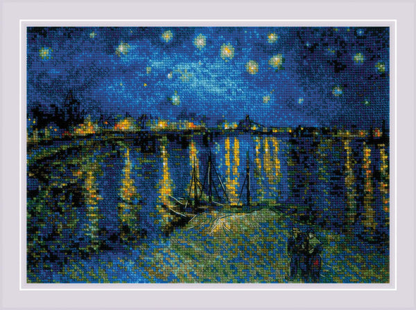 Starry Night Over the Rhone Van Gogh. Cross stitch kit. Riolis 1884