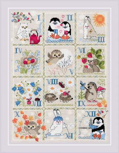 Forest Calendar. Cross stitch kit. Riolis 1979