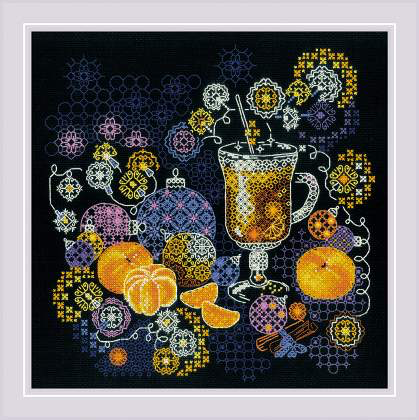 Orange Mood. Cross stitch kit. Blackwork. Riolis 2055