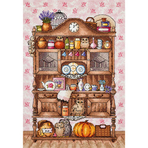 Shelving with owls. Counted Cross stitch kit. Panna PT-1864