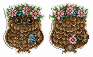 Owl decoration: Summer owl.  2D Cross stitch kit on plastic canvas. MP Studio P-344