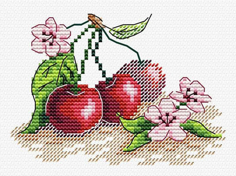 Cherry. Mini Cross stitch kit. MP Studio M-516