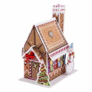 Christmas House. 3D Cross Stitch Kit Cross stitch kit on plastic canvas with beads. Panna IG-1743