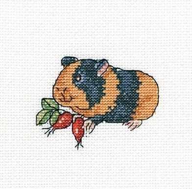 Guinea pig with berries. Mini Cross stitch kit. RTO H259