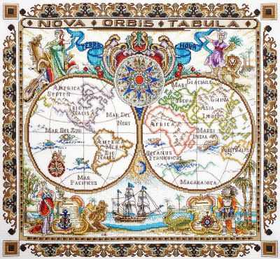 World Map. Counted Cross stitch kit. Maria Iskusnica 11.005.03