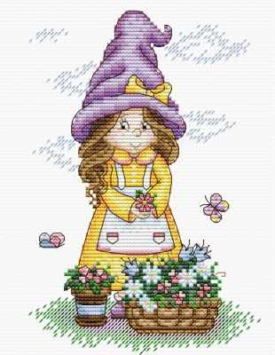 Lady Gnome. Cross stitch kit. MP Studio M-135