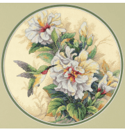 Hummingbirds and gibbiscus. Cross stitch kit. Classic Design 4339