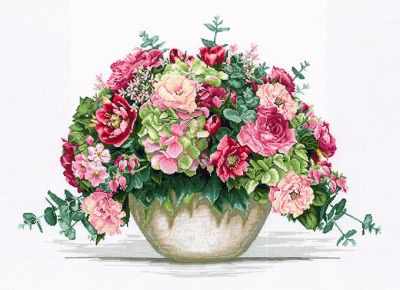 Bouquet with hydrangea. Cross stitch kit.  Adrianna B-16