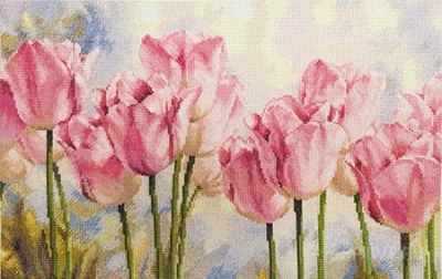 Pink Tulips. Cross Stitch kit. Alisa 2-37