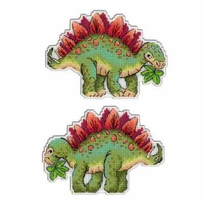 Dinosaur stegosaurus 2D  Cross stitch kit on plastic canvas. MP Studio P-270