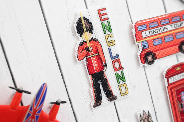 England.  Magnets Cross stitch kit on plastic canvas. MP Studio P-305