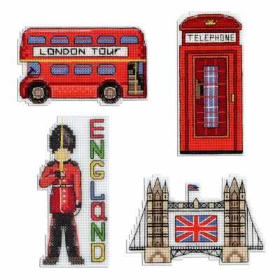 England.  Magnets Cross stitch kit on plastic canvas. MP Studio P-305