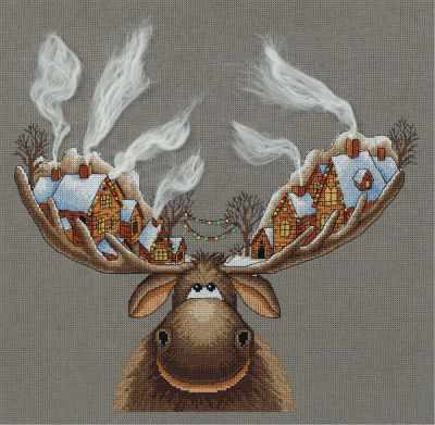 Christmas Moose. Cross stitch kit. Panna ZM-7103