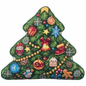 Cushion top(Pillow Cover): Christmas Tree. Cross stitch kit. Panna