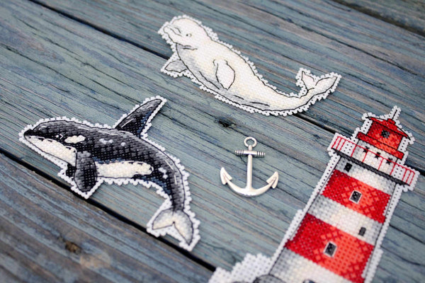 Sea Story. Magnets Cross stitch kit on plastic canvas. MP Studio P-333