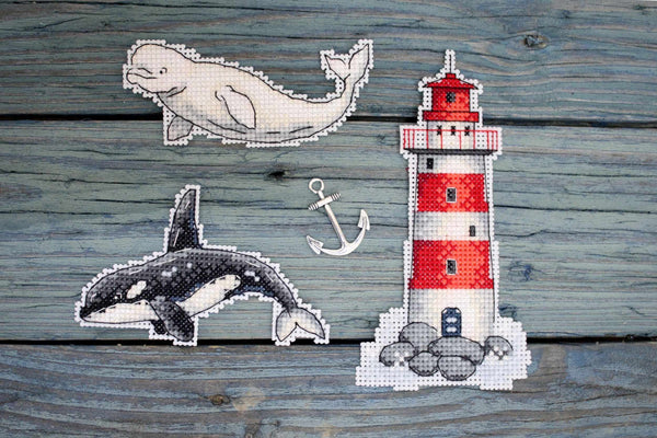 Sea Story. Magnets Cross stitch kit on plastic canvas. MP Studio P-333