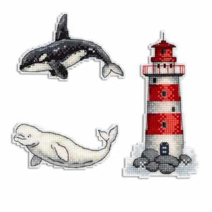 Sea Story. Magnets Cross stitch kit on plastic canvas. MP Studio P-333