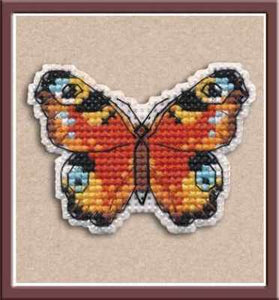 Butterfly Pin. Mini Embroidery Kit on Plastic Canvas Oven 1171
