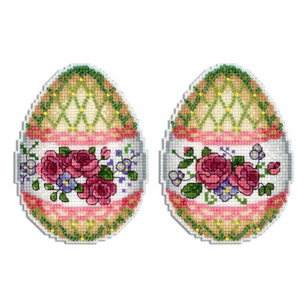 Easter Egg 2D Cross stitch kit on plastic canvas with beads. MP Studio P-406