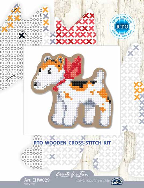 Dog. Cross stitch kit on wooden base.  RTO  EHW029