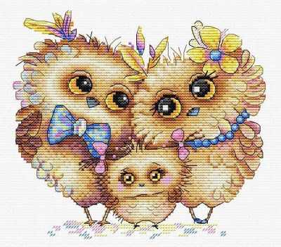 Owl Family. Cross Stitch kit. MP Studio M-232