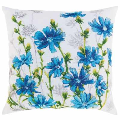 Cushion top: Chicory blooms. Cross Stitch Kit RTO CU059
