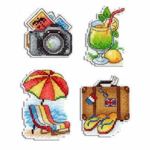 Vacation  Magnets  Cross stitch kit on plastic canvas. MP Studio P-413