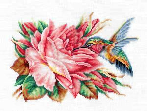 Hummingbird and a rose. Counted Cross stitch kit. Adrianna K-43