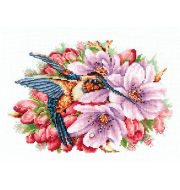 Hummingbird and a flower. Counted Cross stitch kit. Adrianna K-44