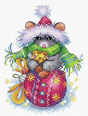 Christmas Mouse. Cross stitch kit. MP Studio M-430