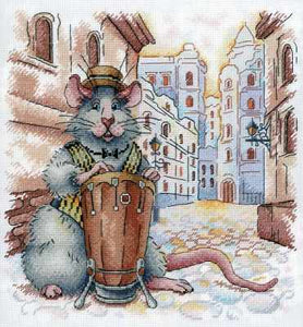 Mouse musician: Italian Street. Cross stitch kit. MP Studio HB-699